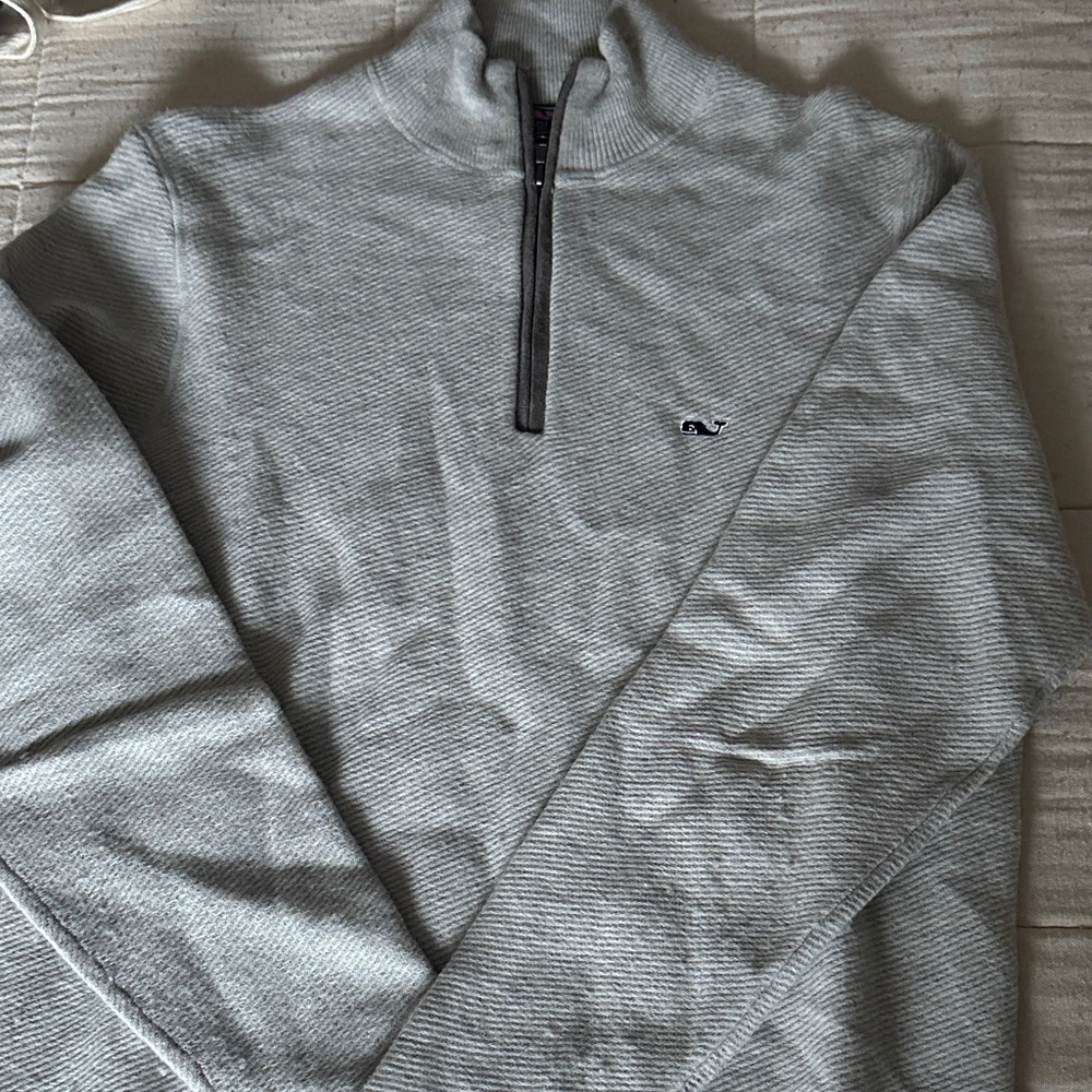 Vineyard Vines Merino wool Men's Gray Quarter-Zip Sweater
